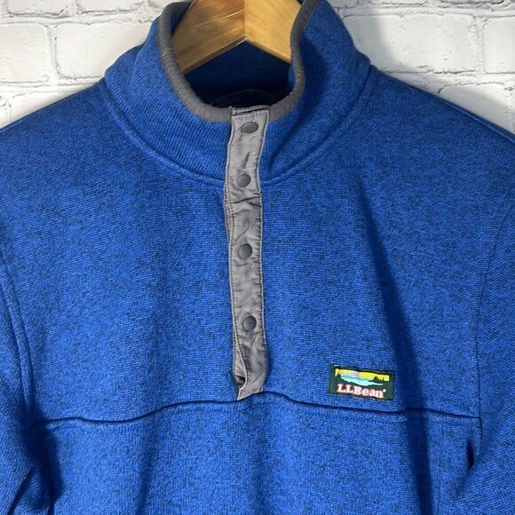 Men's L.L.Bean Sweater Fleece Pullover Slightly Fitted size M Medium 298050 Blue - Picture 2 of 6